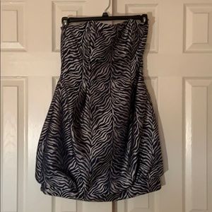 Jessica McClintock Zebra Print Bubble Hem Dress